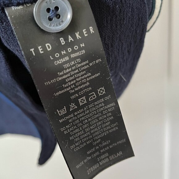 Men's Ted Baker Selar Short Sleeve Shirt | Small, Navy, Used (Very good) - Picture 10 of 11